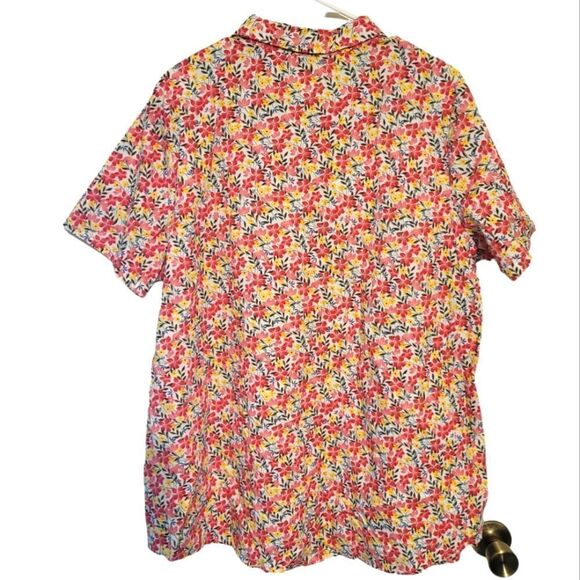 Woman Within Dainty Pink Yellow Floral Half Button Blouse, Plus Size 1X NEW - Picture 2 of 6